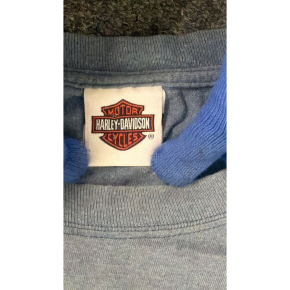 Vintage Harley Davidson T-Shirt Mens XL Faded Blue Big Barn Des Moines Iowa - Picture 3 of 4